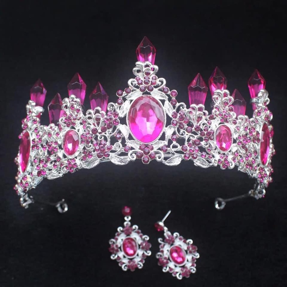 Pink and white stoned metal sparkly  crown/tiara